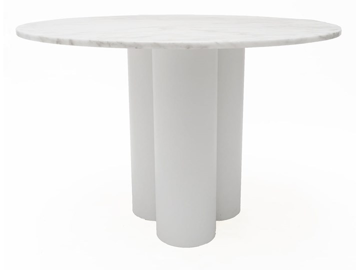 Dębowy stół okrągły OBJECT035 średnica 110 cm Kamień Stal Długość 100 cm Drewno Wysokość 75 cm Kategoria Stoły kuchenne Marmur Szkło Styl Minimalistyczny