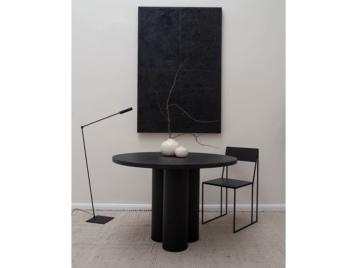 Dębowy stół okrągły OBJECT035 średnica 110 cm Wysokość 75 cm Drewno Szkło Stal Kamień Długość 100 cm Marmur Rozkładanie