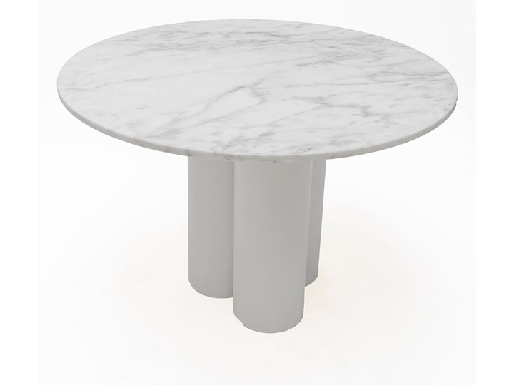 Dębowy stół okrągły OBJECT035 średnica 110 cm Marmur Stal Wysokość 75 cm Kamień Długość 100 cm Szkło Drewno Styl Minimalistyczny