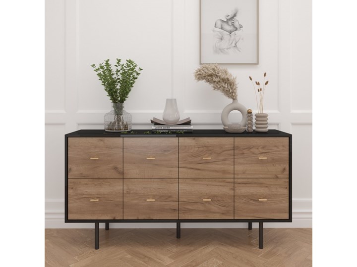 Elegancka komoda Skandica MAUD / szer. 163 cm Kategoria Komody Głębokość 40 cm Głębokość 30 cm Drewno Płyta MDF Wysokość 83 cm Szerokość 136 cm Szerokość 39 cm Pomieszczenie Sypialnia
