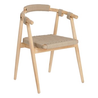 Krzesło ogrodowe z drewna eukaliptusa z beżową plecionką La Forma Majela