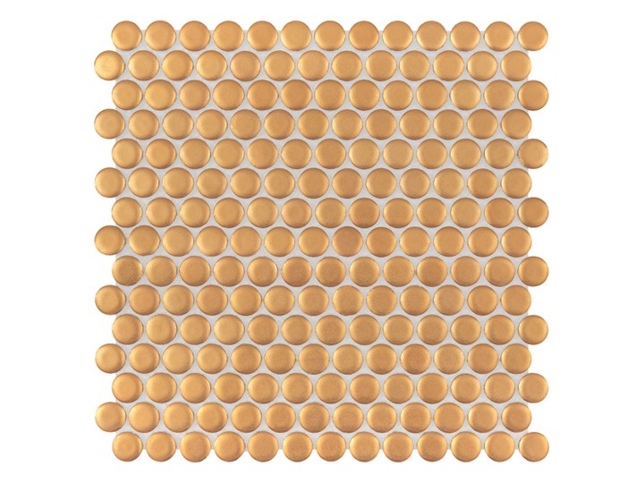 Miss Penny Gold matt 27,2x27,5 mozaika gresowa Płytki podłogowe Płytki ścienne Kolor Złoty Płytki kuchenne Nieregularny 27,5x27,5 cm Okrągły 25,2x27,5 cm Powierzchnia Matowa
