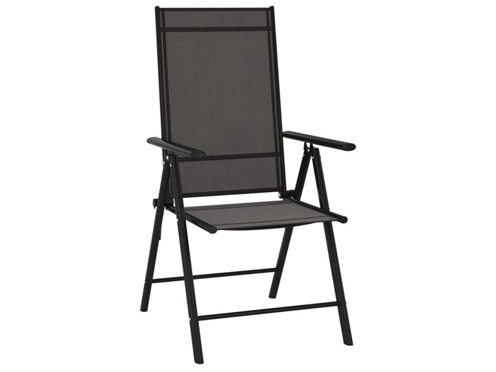 vidaXL Składane krzesła ogrodowe, 6 szt., tkanina textilene, czarne Kolor Szary Aluminium Tworzywo sztuczne Krzesło składane Kolor Czarny