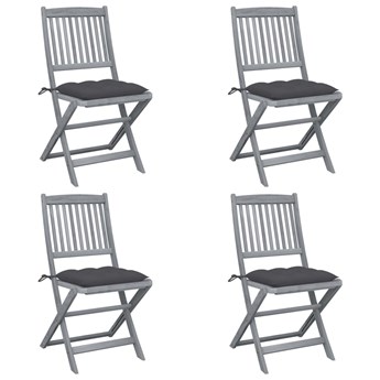 vidaXL Składane krzesła ogrodowe, 4 szt., z poduszkami, akacjowe