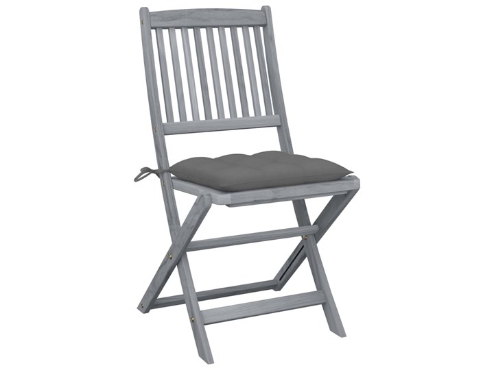 vidaXL Składane krzesła ogrodowe, 4 szt., z poduszkami, akacjowe Drewno Krzesło składane Tworzywo sztuczne Styl Nowoczesny