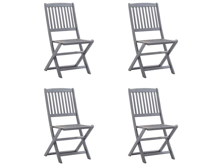 vidaXL Składane krzesła ogrodowe, 4 szt., z poduszkami, akacjowe Krzesło składane Drewno Styl Nowoczesny Tworzywo sztuczne Kolor Szary