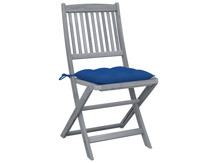 vidaXL Składane krzesła ogrodowe, 4 szt., poduszki, drewno akacjowe Tworzywo sztuczne Krzesło składane Kolor Szary
