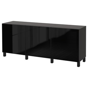 IKEA BESTÅ Kombinacja z drzwiami, Czarnybrąz/Glassvik/Stubbarp czarne/przyciemniane szkło, 180x42x74 cm
