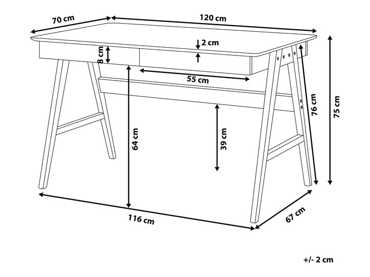 Biurko białe na drewnianych nóżkach 120 x 70 cm z szufladami styl skandynawski Biurko komputerowe Pomieszczenie Biuro Szerokość 120 cm Drewno Płyta MDF Kolor Biały