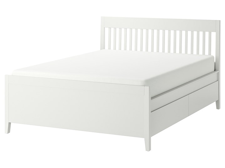 IKEA IDANÄS Rama łóżka z szufladami, Biały, 140x200 cm Łóżko drewniane Kategoria Łóżka do sypialni Pojemnik na pościel Z pojemnikiem