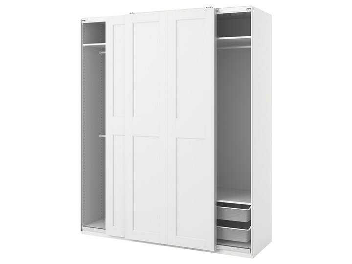 IKEA PAX / GRIMO Kombinacja szafy, biały, 200x66x236 cm Metal Stal Rodzaj frontów Mat
