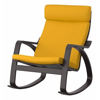 IKEA POÄNG Krzesło bujane, czarnybrąz/Skiftebo żółty, Szerokość: 68 cm