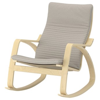 IKEA POÄNG Krzesło bujane, okl brzoz/Knisa jasnobeżowy, Szerokość: 68 cm