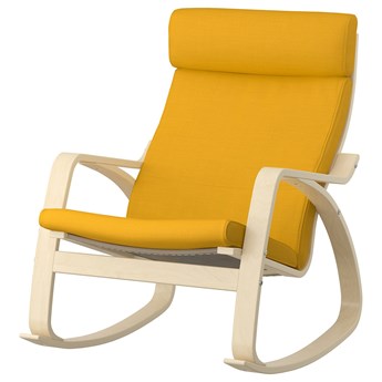IKEA POÄNG Krzesło bujane, okl brzoz/Skiftebo żółty, Szerokość: 68 cm