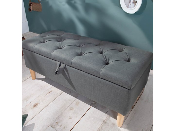 Ławka ze schowkiem Castle 100x45 cm szara Kategoria Ławki do salonu Materiał obicia Tkanina