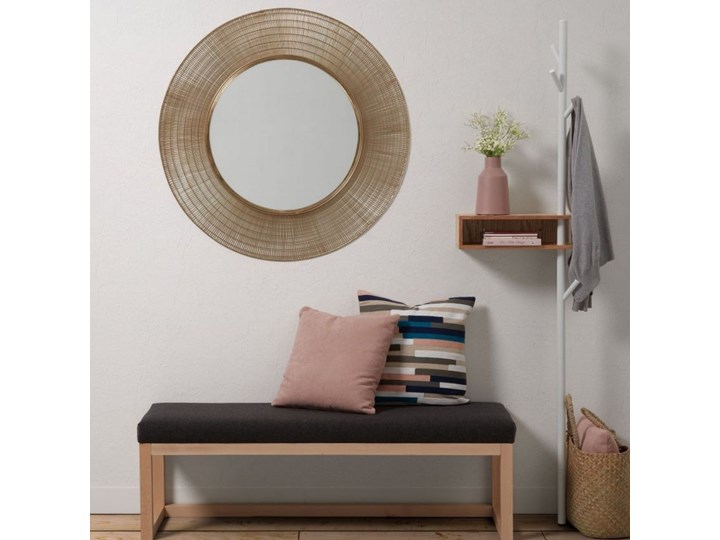 Lustro wiszące Plax ∅80 cm mosiężne Ścienne Pomieszczenie Sypialnia Lustro z ramą Okrągłe Pomieszczenie Salon