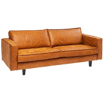 Sofa 3 osobowa skórzana brązowa nogi czarne 215x90 cm