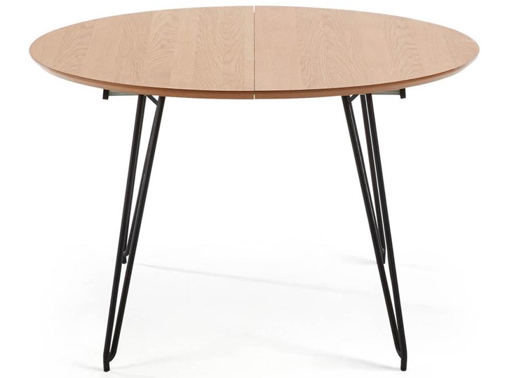 Stół rozkładany okrągły Novac jasnobrązowy  Ø 120 (200) cm Metal Drewno Długość(n) 120 cm