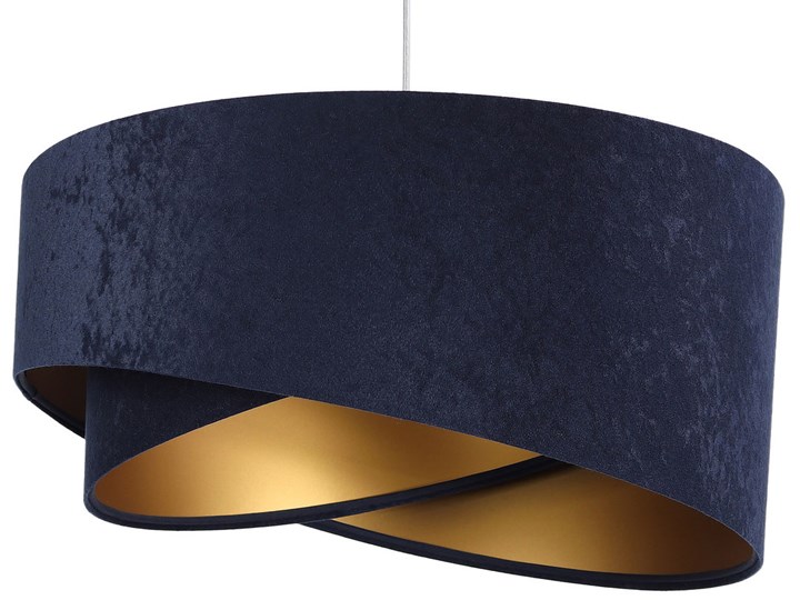Granatowo-złota lampa wisząca glamour - EX985-Leris Tkanina Tworzywo sztuczne Lampa z abażurem Metal Styl Nowoczesny