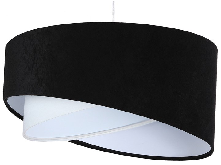 Czarno-biała lampa wisząca z weluru - EX986-Merso Metal Lampa z abażurem Tworzywo sztuczne Tkanina Kolor Czarny