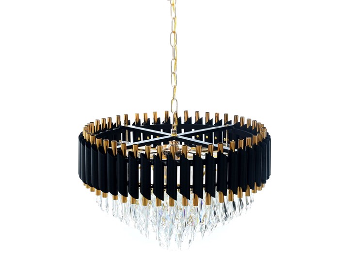 KLASYCZNY ŻYRANDOL KRYSZTAŁOWY CZARNO-ZŁOTY MAZINI D50 Metal Pomieszczenie Sypialnia Lampa z kryształkami Kolor Czarny