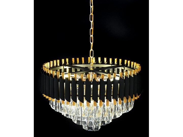 KLASYCZNY ŻYRANDOL KRYSZTAŁOWY CZARNO-ZŁOTY MAZINI D50 Metal Lampa z kryształkami Styl Nowoczesny