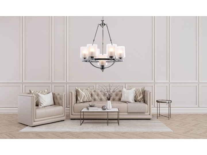 LAMPA WISZĄCA LOFT CHROMOWANA SANTINI W7 Ilość źródeł światła 7 źródeł Metal Szkło Lampa z kloszem Lampa z abażurem Funkcje Brak dodatkowych funkcji