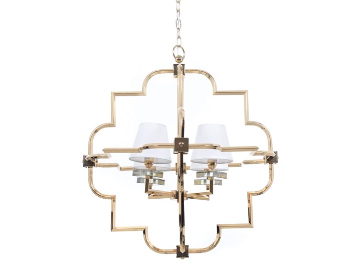 LAMPA WISZĄCA ŻYRANDOL NOWOCZESNY BIAŁO-ZŁOTY BALTIMORE W4 LUMINA DECO Metal Lampa z kryształkami Kryształ Pomieszczenie Salon Lampa z abażurem Lampa z kloszem Ilość źródeł światła 4 źródła
