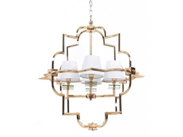 LAMPA WISZĄCA ŻYRANDOL NOWOCZESNY BIAŁO-ZŁOTY BALTIMORE W4 LUMINA DECO Lampa z kryształkami Lampa z abażurem Metal Lampa z kloszem Kryształ Styl Glamour Styl Tradycyjny