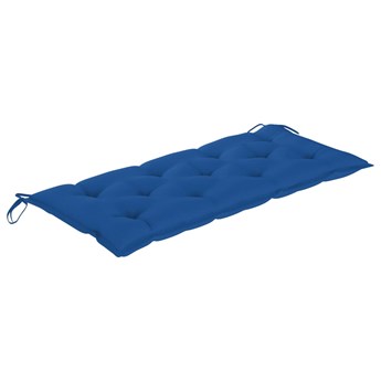 vidaXL Huśtawka ogrodowa z niebieską poduszką, 120 cm, drewno tekowe