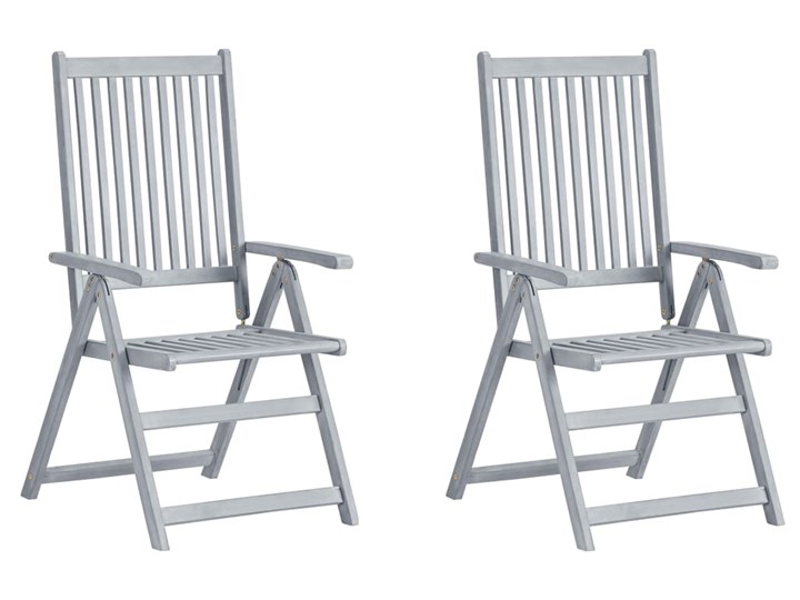 vidaXL Rozkładane krzesła ogrodowe z poduszkami, 2 szt., lita akacja Krzesło składane Drewno Tworzywo sztuczne Kolor