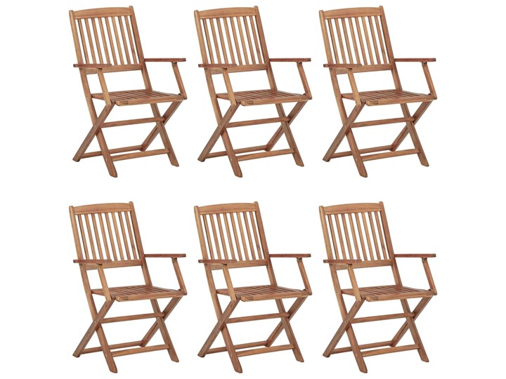 vidaXL Składane krzesła ogrodowe z poduszkami, 6 szt., drewno akacjowe Krzesło składane Tworzywo sztuczne Kolor Brązowy Kolor Granatowy
