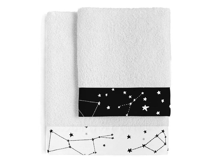 Zestaw 2 bawełnianych ręczników Blanc Constellation 70x140 cm Ręcznik kąpielowy Bawełna Komplet ręczników 50x100 cm Kolor Biały