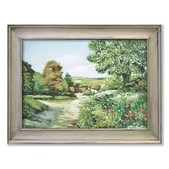 DROGA NA WSI obraz ręcznie malowany w ramie dekoracyjnej, 85x65 cm