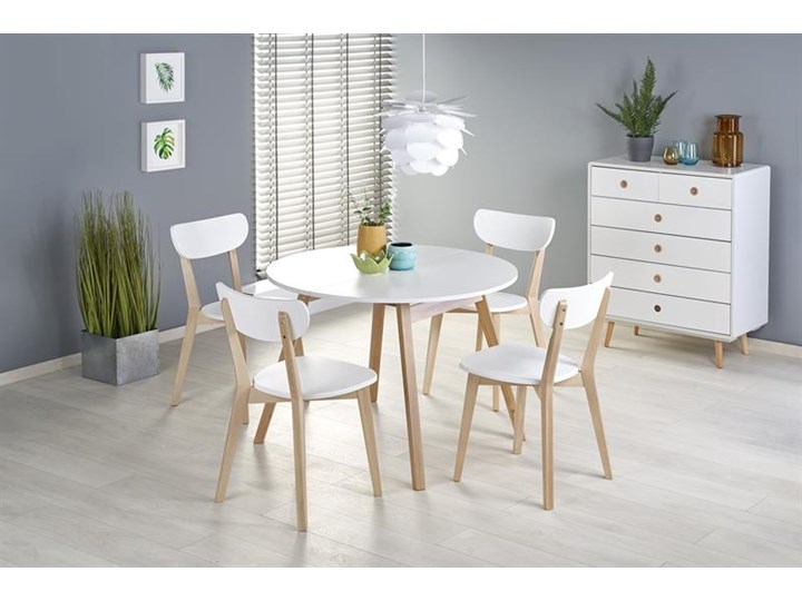 Okrągły stół rozkładany kuchenny skandynawski ⌀102 cm Płyta MDF Płyta laminowana Wysokość 73 cm Drewno Kategoria Stoły kuchenne