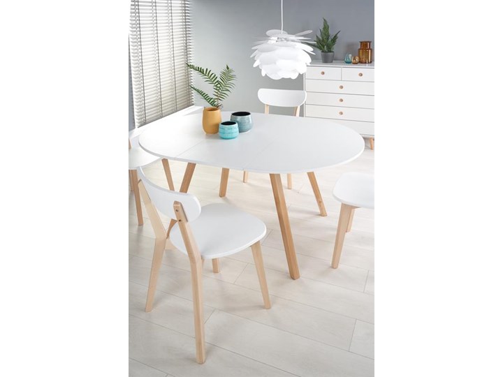 Okrągły stół rozkładany kuchenny skandynawski ⌀102 cm Styl Nowoczesny Drewno Płyta laminowana Wysokość 73 cm Płyta MDF Pomieszczenie Stoły do jadalni