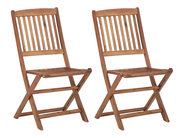 vidaXL Składane krzesła ogrodowe z poduszkami, 2 szt., drewno akacjowe Tworzywo sztuczne Kolor Brązowy Krzesło składane Kolor Szary
