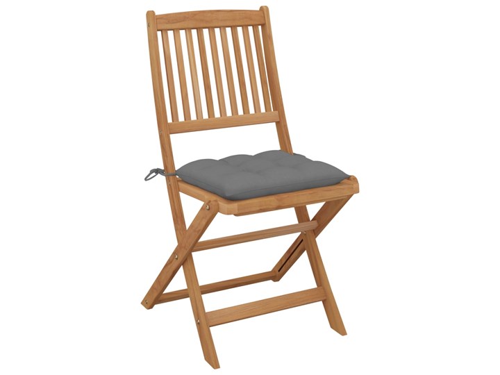 vidaXL Składane krzesła ogrodowe z poduszkami, 2 szt., drewno akacjowe Tworzywo sztuczne Krzesło składane Kolor Biały