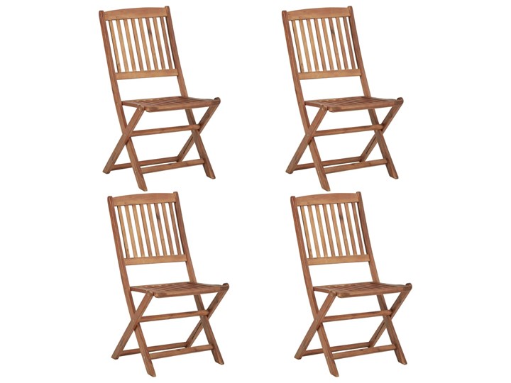 vidaXL Składane krzesła ogrodowe z poduszkami, 4 szt., drewno akacjowe Tworzywo sztuczne Krzesło składane Kolor Kolor Brązowy