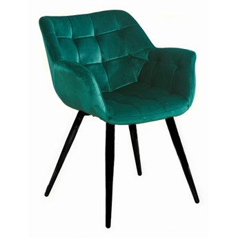 Fotel do salonu ALASKA zielony nogi czarne tapicerowany pikowany welur