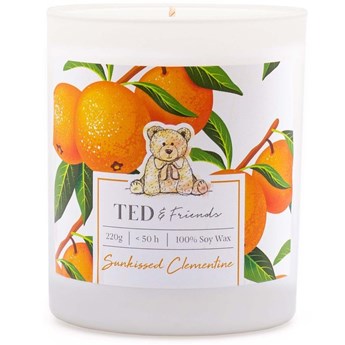 Ted & Friends sojowa świeca zapachowa w białym szkle 220 g - Sunkissed Clementine