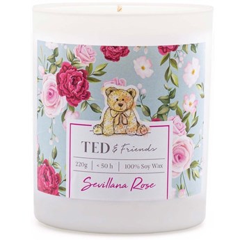Ted & Friends sojowa świeca zapachowa w białym szkle 220 g - Sevillana Rose