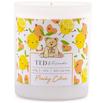 Ted & Friends sojowa świeca zapachowa w białym szkle 220 g - Peachy Citron