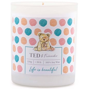 Ted & Friends sojowa świeca zapachowa w białym szkle 220 g - Life Is Beautiful