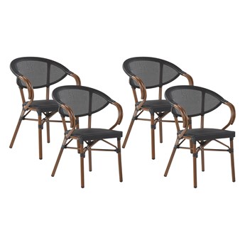 Beliani Zestaw 4 krzeseł ogrodowych czarne siedzisko tekstylne aluminiowa rama sztaplowany komplet