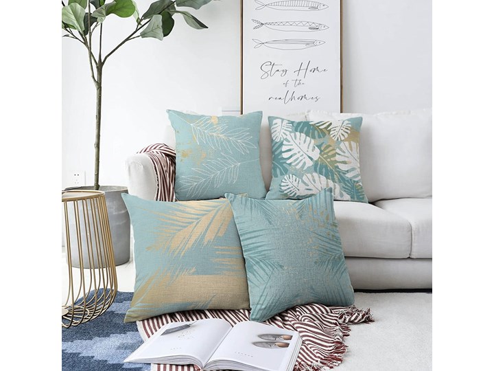 Zestaw 4 poszewek na poduszki Minimalist Cushion Covers Lagoon, 55x55 cm Poliester Poszewka dekoracyjna Bawełna Kategoria Poduszki i poszewki dekoracyjne