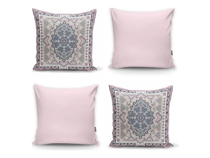 Zestaw 4 dekoracyjnych poszewek na poduszki Minimalist Cushion Covers Pink Ethnic, 45x45 cm Kolor Różowy