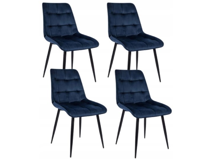 Zestaw 4x Krzesło CHIC VELVET Granat Signal Tkanina Krzesło inspirowane Pikowane Stal Szerokość 50 cm Wysokość 88 cm Welur Kategoria Krzesła kuchenne Metal Tapicerowane Głębokość 58 cm Styl Glamour