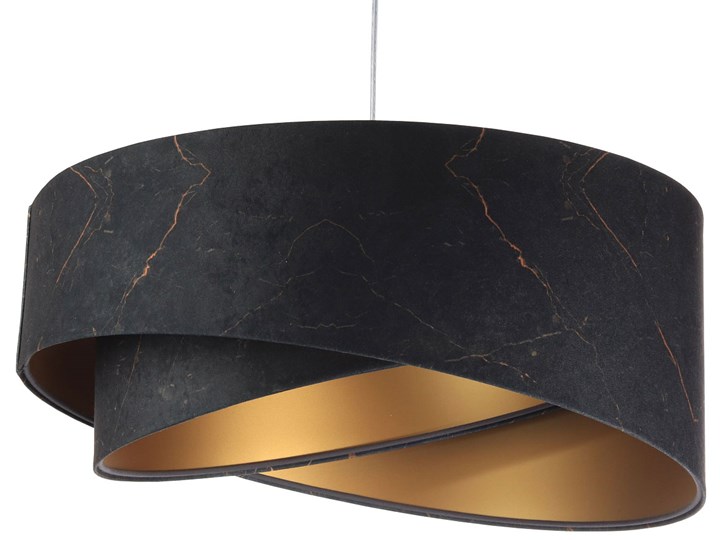 Czarno-złota lampa wisząca glamour - EXX15-Magela Tkanina Lampa z abażurem Tworzywo sztuczne Metal Kolor Czarny