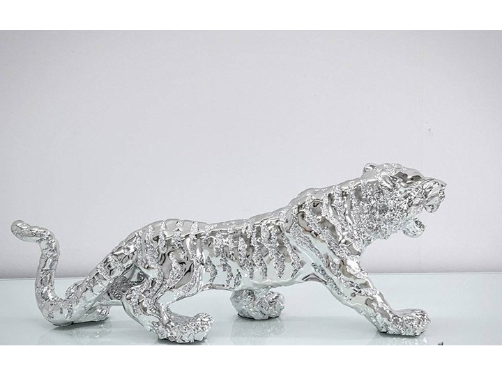 Srebrna figurka Tygrys 77x22x28cm Kolor Srebrny Żywica Zwierzęta Kategoria Figury i rzeźby